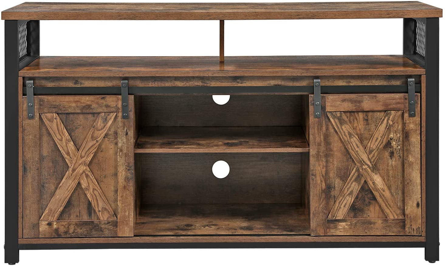 Buy VASAGLE TV Stand for 55inch TVs, Wood, Rustic Brown and Black