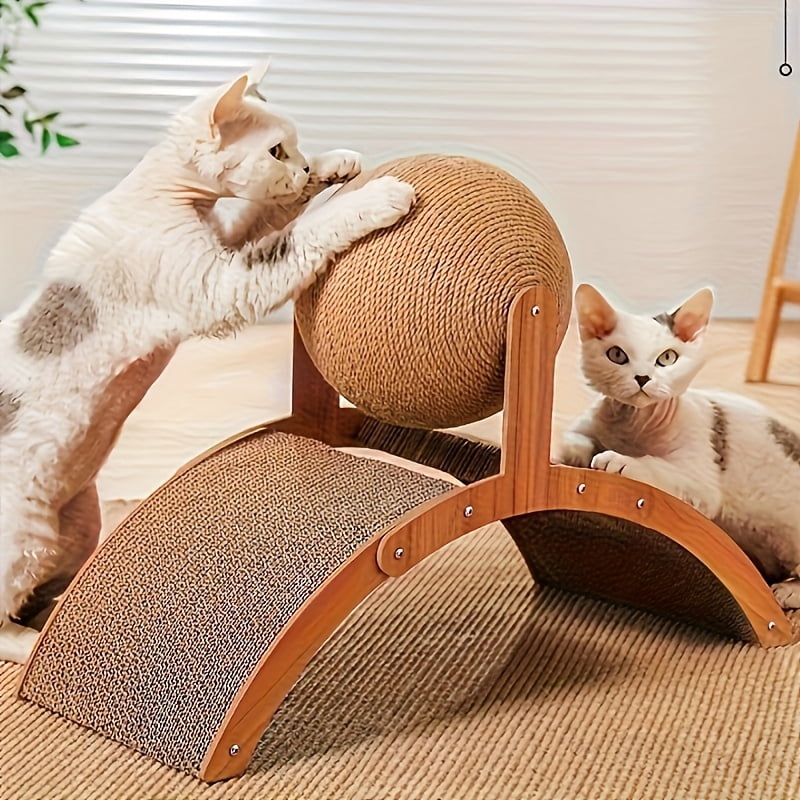 Fanruina 2 in 1 Cat Scratcher with Hanging Ball Toy Extra Tall Sisal Scratching Post Heavy Duty Scratching Pad for Large Cats Claw Sharpening