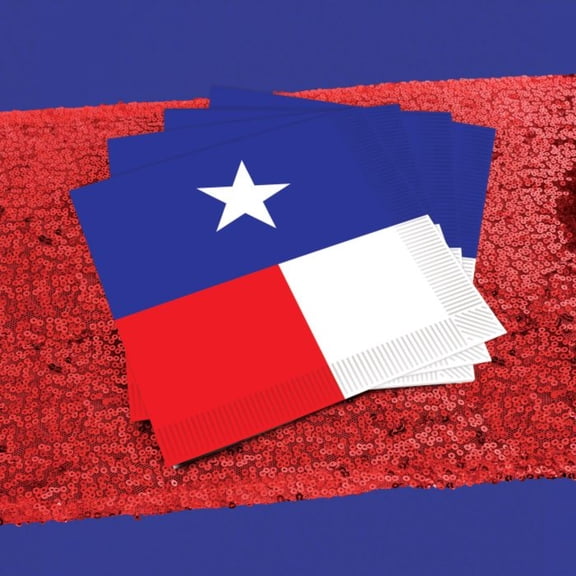 Club Pack of 192 Blue and Red Texas Star Disposable Luncheon Party Napkins 6.5"
