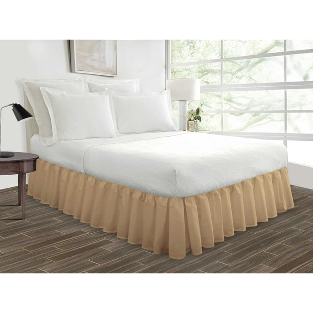 Queen Size Tailored Drop Ruffled Solid Bed Skirt with Adjustable