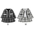 thumbnail image 3 of URMAGIC 2Pcs Toddler Baby Girl Princess Outfits Long Sleeve Plaid Jacket Coat + Stitching Dress Party Skirt Clothes Set 4-5 Years, 3 of 11