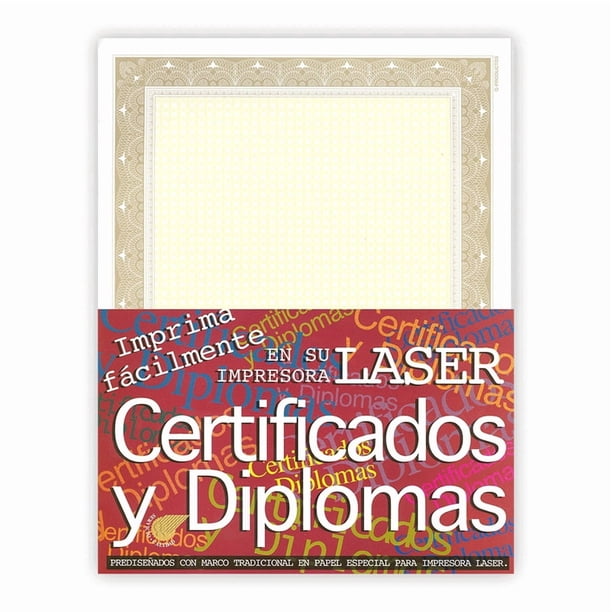 Papel Impreso tamaño carta Para Diplomas o Certificados con borde Color Oro 50 hojas