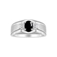 thumbnail image 1 of RYLOS Men's Rings 14K White Gold Classic 7X5MM Oval Gemstone & Diamond Ring Cabochon Onyx October Birthstone Rings For Men, Gold Rings Size 11, 1 of 7