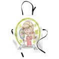thumbnail image 1 of Zodiac Gemini Apron Cartoon Style Little Girl with a Mirror and Reflection Twins Concept for Kids, Unisex Kitchen Bib Apron with Adjustable Neck for Cooking Baking Gardening, Multicolor, by Ambesonne, 1 of 3