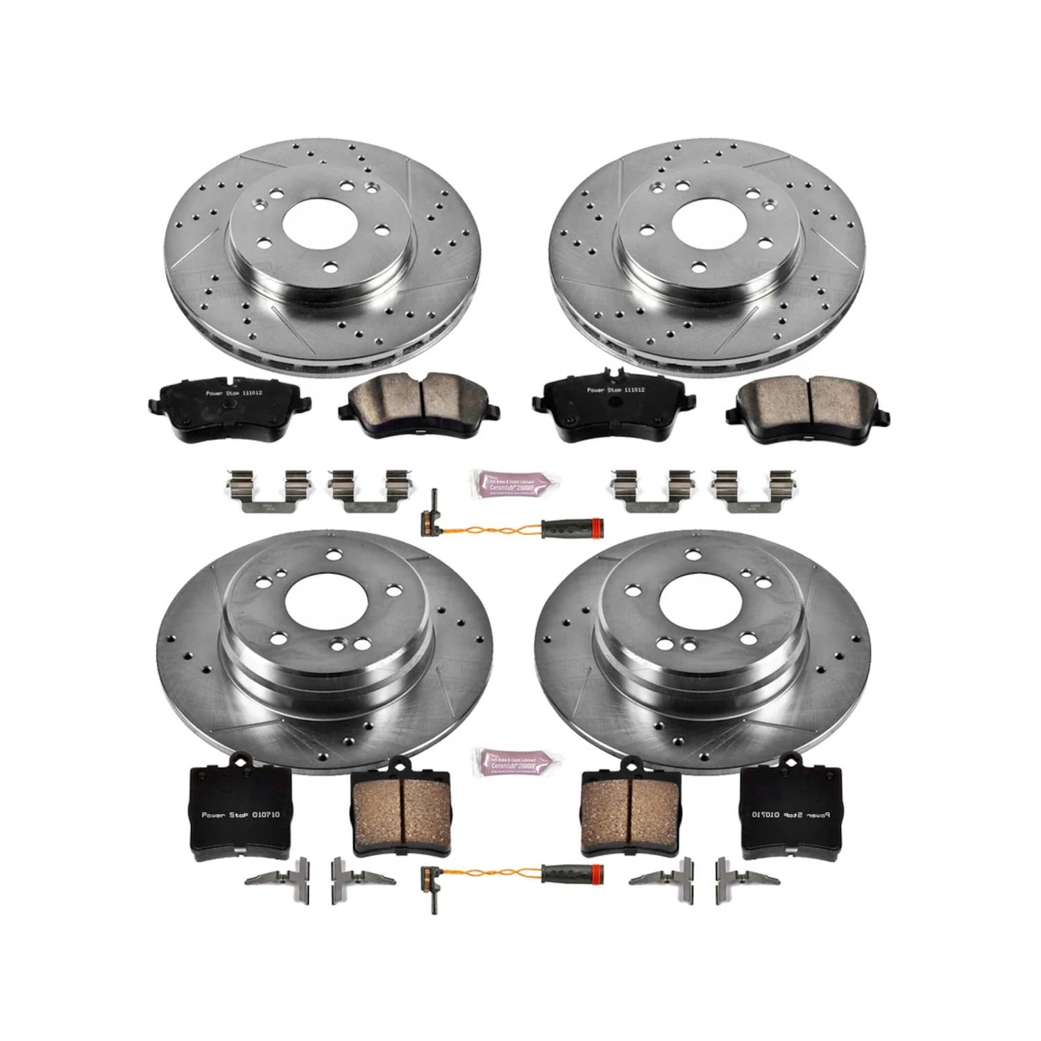 Power Stop Front and Rear Brake Kit with Drilled & Slotted Rotors and Ceramic Brake Pads K2812