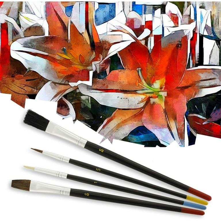 U.S. Art Supply 25-Piece All-Purpose Artist Paint Brush Set - Round, Flat, Foam Paintbrushes, Use with Acrylic, Oil, Watercolor for Painting