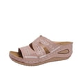 thumbnail image 3 of Jsaierl Women's Embroidered Wedge Slide Sandals, Open Toe Orthopedic Sandals with Arch Support, Comfortable Non-Slip Casual Summer Shoes for Outdoor Walking & Daily Wear, 3 of 8