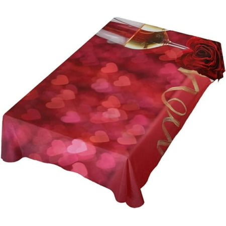 

60 x90 Romantic Champagne Rose Rectangle Tablecloth Valentine s Day Mother s Day Kitchen Decoration Dinner Rectangular Table Cover for Party Holiday Hotel BBQ-Machine Washablen