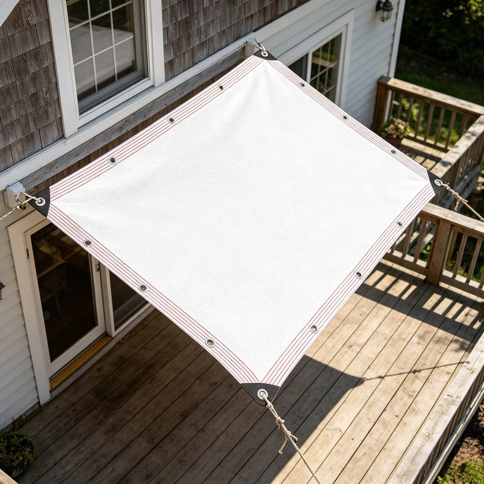 50% White Shade Cloth with Grommets, HDPE Shade Net for Garden, Greenhouse Mesh Tarp Water Permeable, Sunblock Cover for Patio Vegetable Bed Dog Kennel Coop(6x16ft)