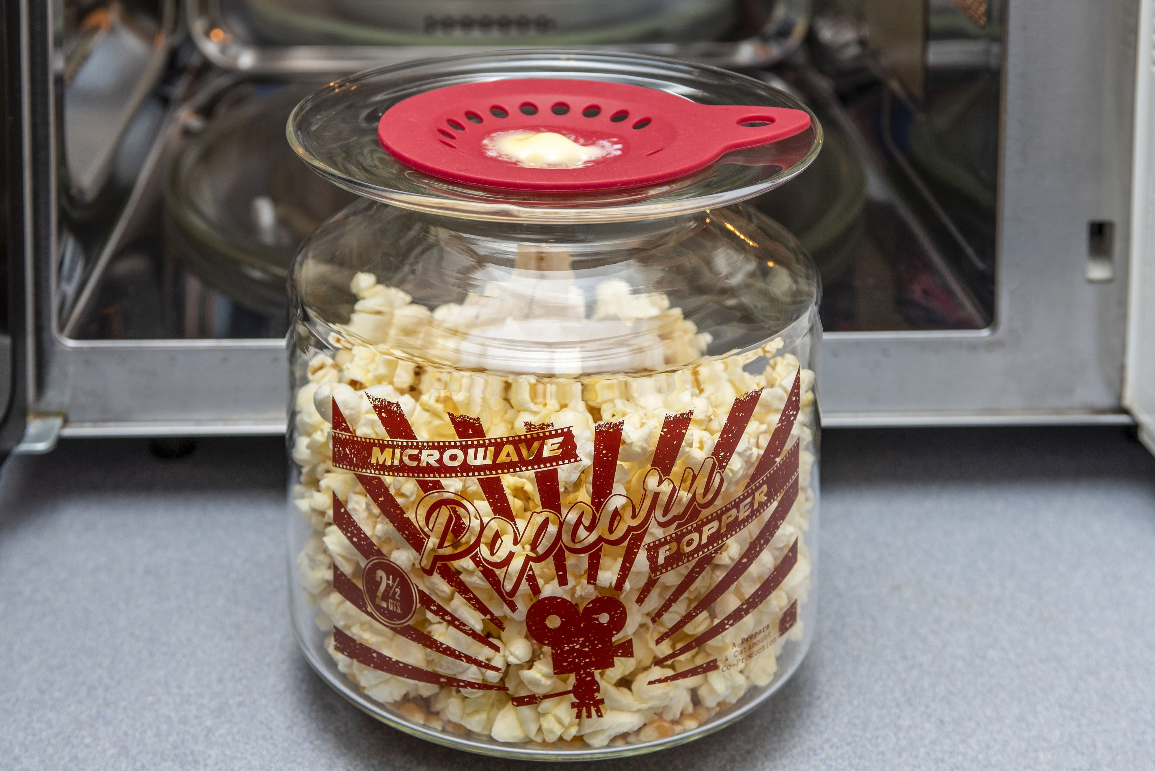 Prepara Glass Popcorn Gadget Set, 6-Piece, Bucket with Lid, and Popcorn Containers