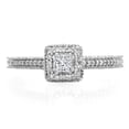 thumbnail image 3 of 0.60 Carat (ctw) 10K White Gold Princess & Round Cut Diamond Ladies Bridal Vintage Halo Style Engagement Ring, 3 of 4