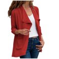 thumbnail image 2 of CAICJ98 Fall Clothes for Women 2023 Women Open Front Cardigan Sweaters Pockets Long Sleeve Shrugs Red,XL, 2 of 4