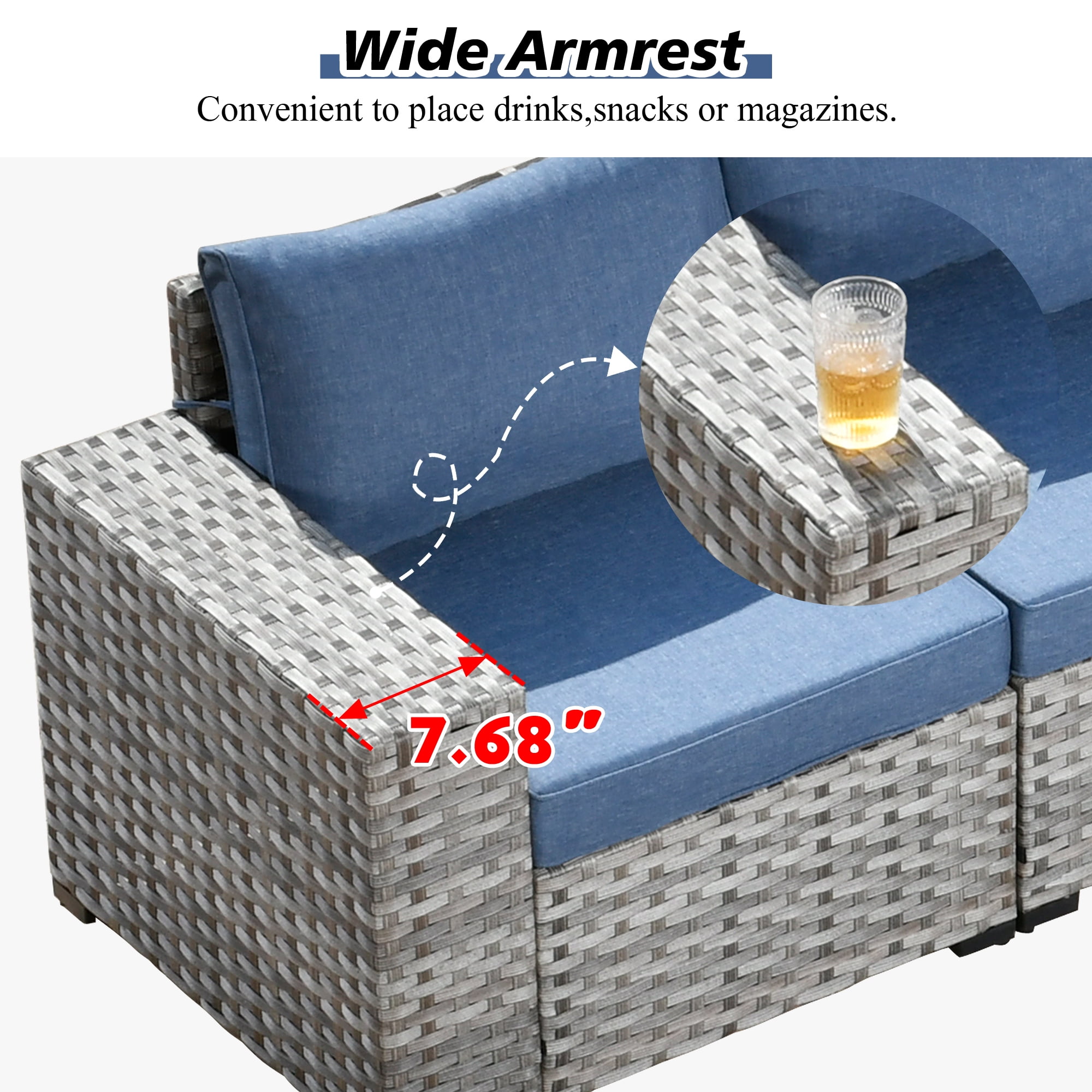 Ovios 12 Pieces Outdoor Furniture All Weather Wicker Patio Conversation Sectional Sofa Set with Side Table for Garden Backyard