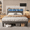 Gray, variant on Asofer Queen Bed Frame With  RGB LED Smart RGB LED Lights & Charging Station, No Box Spring & Wood Slats, Beige