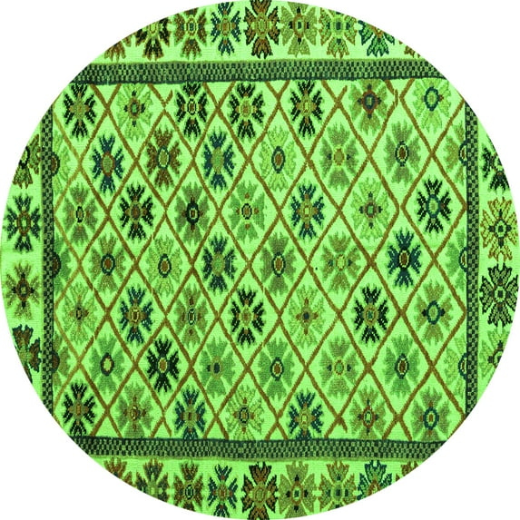 Ahgly Company Indoor Round Abstract Green Modern Area Rugs, 8' Round