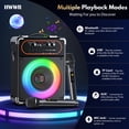 thumbnail image 3 of Máquina de Karaoke JYX con 2 Micrófonos Inalámbricos, Sistema PA con Luz de Discoteca LED y Correa, Altavoz Bluetooth Portátil con Grabación y  Ajuste de Reverberación, S68, 3 of 9