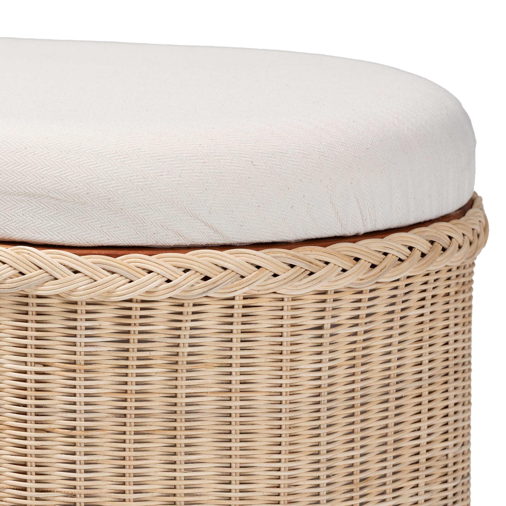 bali & pari Barid Boho Storage Bench, 39"W, Oval, 19"H, Natural