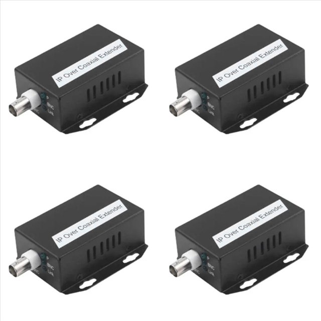 4 Uds. Extensor IP Ethernet Sobre Kit de Red Coaxial HD Extensor de TransmisióN de Cable Coaxial EoC para CáMaras CCTV de Seguridad (B)