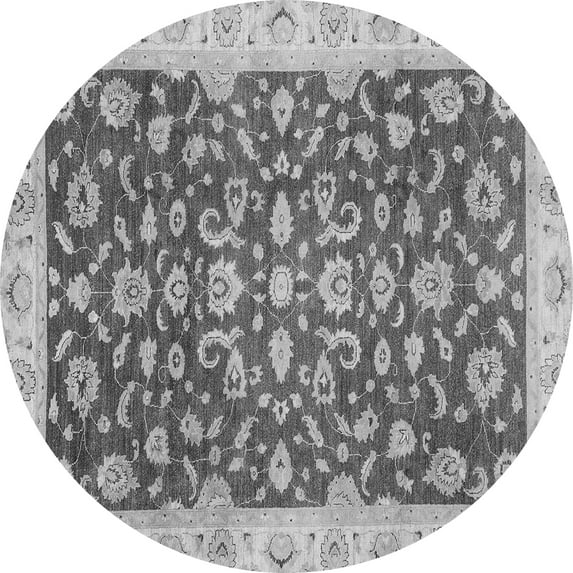 Ahgly Company Indoor Round Oriental Gray Traditional Area Rugs, 4' Round