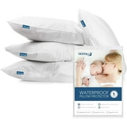 Moonsea Waterproof Jersey Knit Zippered Pillow Protector,Standard Size 20"x 26",4 Pack,White