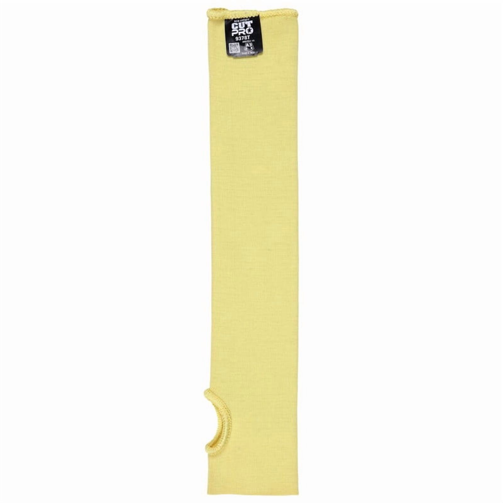 Cut Pro 9378T Cut Resistant Sleeve, 18 in L x 3.25 in W, Yellow, Universal, Slip-On with Thumbslot, 5-Pack