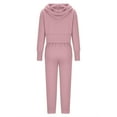 thumbnail image 3 of Scyoekwg Two Piece Outfits Women Sweatsuit Fall Outfits Long Sleeve Tops Wide Leg Pants Fashion Casual Matching Outfits Sweatsuits (Pink,L), 3 of 6