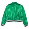 thumbnail image 3 of Manyakai Kids Girls Shiny Metallic Jackets Boys Long Sleeve Motorcycle Coats Outerwear Hip Hop Jazz Green 16, 3 of 9