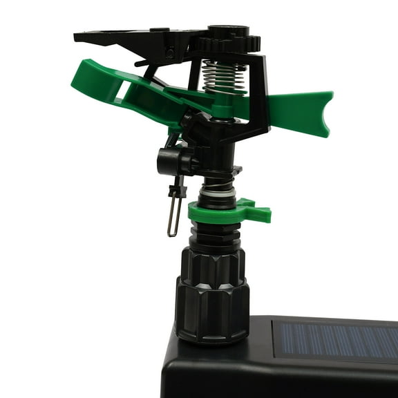 Solar-Powered Motion-Activated Sprinkler Animal Repellent,120° IR Sensor,30ft Range,Waterproof,Protect Gardens/Lawns from Birds & More,Black ABS,4 AAA Batteries Included