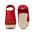 thumbnail image 5 of BLISSFUL STEP Women's Fashion Espadrille High Heel Open Toe Sandals Red 6, 5 of 6