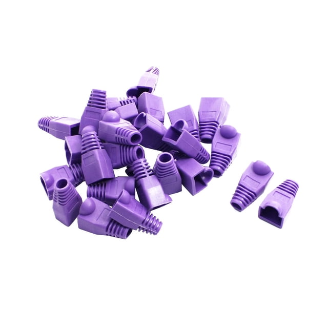 25 Pcs Purple Network Cable RJ45 Strain Relief Boots Cover Cap Connectors