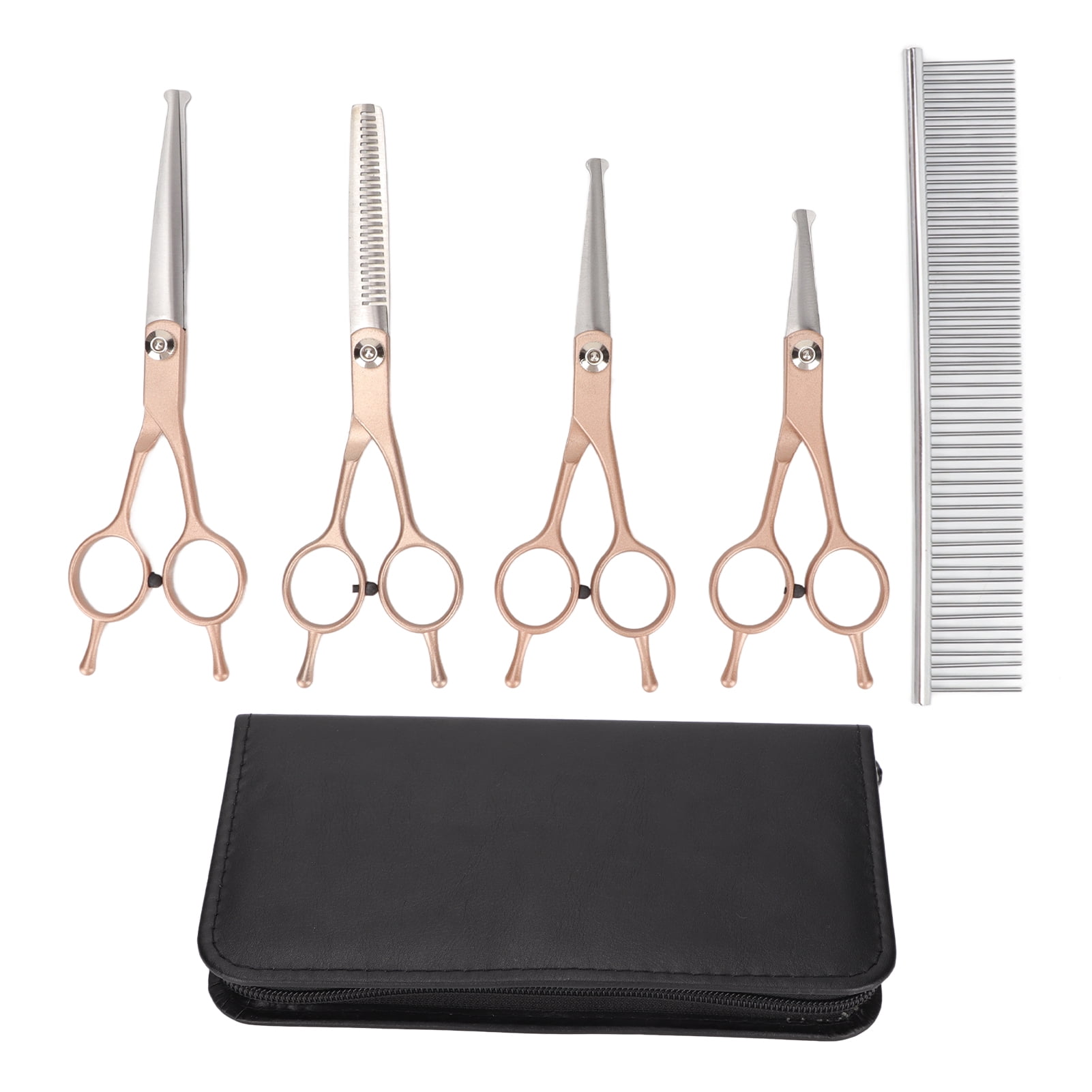 Crtynell 5pcs Professional Grooming Scissors Stainless Steel Dog Grooming Shears Set With Round Tips For Dogs And Cats
