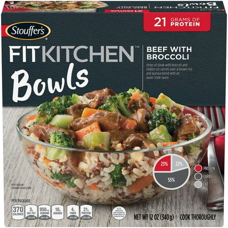 (4 Pack) STOUFFER'S FIT KITCHEN Bowls Beef with Broccoli 12 oz. (Best Meat For Beef And Broccoli)