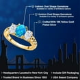 thumbnail image 2 of Gem Stone King 18K Yellow Gold Plated Silver Blue Opal and White Moissanite Filigree Style 3 Stone Ring for Women (2.06 Cttw, Oval 8X6MM and 6X4MM) (Size 9), 2 of 6