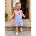 thumbnail image 3 of Cenuakty Infant Boy Jumpsuit Back to School Cute Apple Letters Embroidery Plaid Romper Sleeveless Crew Neck Overall Pants, 3 of 9
