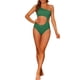 thumbnail image 2 of INSPIRAR CHIC Traje de baño de una pieza para mujer, con un hombro, corte asimétrico en la cintura, bañador de canalé, monokini, talla X-Large, verde oscuro, 2 of 5