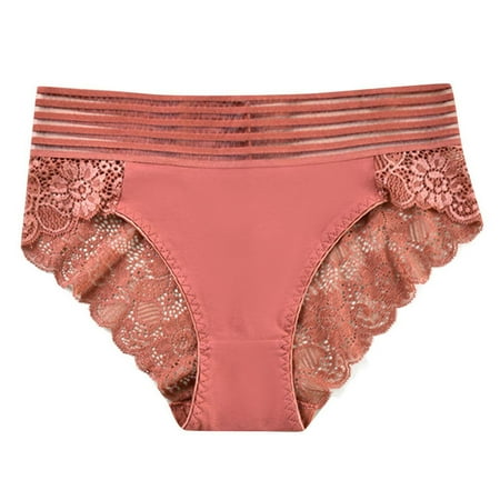 Wdfiry Women High Waist Cheeky Panties Sexy Lace Underwear Plus Size Full Coverge Panty Breathable Mesh Briefs
