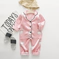 thumbnail image 2 of CUZIBR Girls Outfits Cartoon Print Lapel Collar Short Sleeve Animals Satin Button Down Shirt Tops + Long Pants Silk Pajamas Sleepwear Set For Toddler Kids Baby Clothes Sets,Light Pink,6-12 Months, 2 of 3