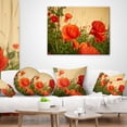 thumbnail image 3 of Designart Colorful Red Poppy Flower Field - Flower Throw Pillow - 18x18, 3 of 4