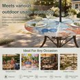 thumbnail image 6 of Round Outdoor Tablecloth with Umbrella Hole and Zipper, Teal Blue Coastal Tablecloth with Elastic Waterproof, Starfish Coral Shell Wooden Summer Ocean Patio Table Covers for 55" - 60" Pool Tables, 6 of 9