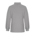 thumbnail image 6 of XFLWAM Women's Casual Turtleneck Long Lantern Sleeve Pullover Tops Oversized Solid Color Back Button Sweatshirts Gray L, 6 of 7