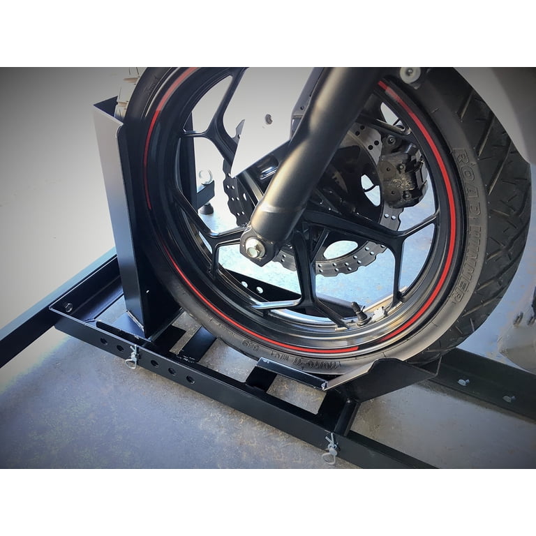 1800 Lb Capacity Motorcycle Wheel Chock & Stand - Heavy Duty, Adjustable, Free-Standing For Garage Or Trailer