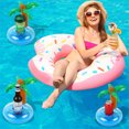 thumbnail image 4 of 6 Pack Palm Tree Floating Drinks holders for Pool Inflatable Drink Holder Drink Floats for Pool Hot Tubs, 4 of 6