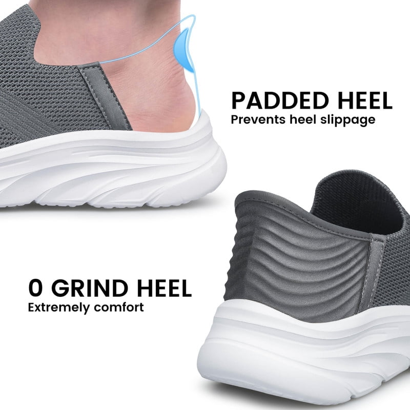 vibdiv Men's Walking Shoes Lightweight Slip on Hands Free Breathable Tennis Sneakers zapatos de hombre Dark Grey Size 11