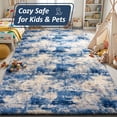 thumbnail image 5 of Pentantan 8ft x 10ft Shag Area Rug, Soft Fluffy Rugs for Living Room Bedroom, Modern Tie-dye Home Carpet, Blue, 5 of 7