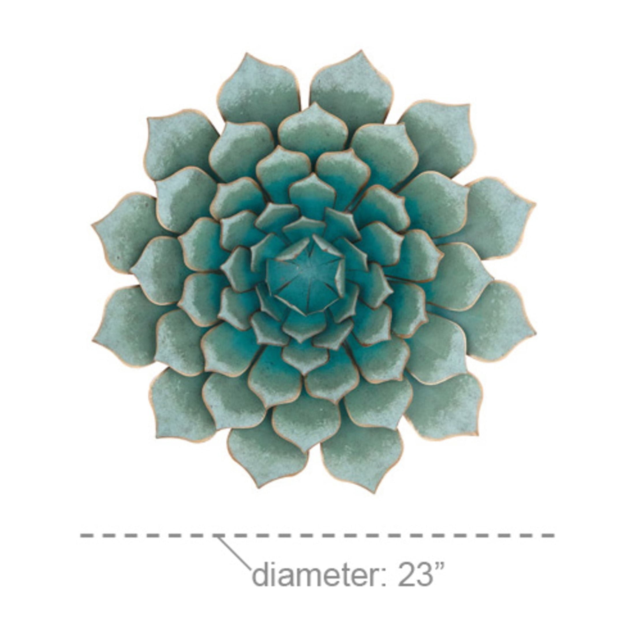 DecMode Teal Metal Floral Wall Decor