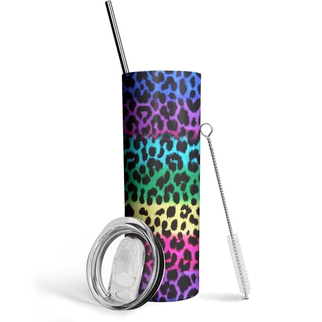 Tasse de Voyage Isolée en Acier Inoxydable 20 Oz Imprimé Léopard - Bouteille d'Eau Isolée - Tasse à Café Isolée
