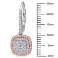 thumbnail image 7 of Everly Women's 1/2ct TW Diamond Two-Tone Rose and White Sterling Silver Grid Halo Earrings, 7 of 7