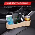 thumbnail image 4 of Car Seat Ga.p Filler Car Seat Ga P Organizer Front Seat with Cup Holder 2 USB Ports PU Leather Console Side Pocket Car Organizer Car Seat Storage （Right）, 4 of 4
