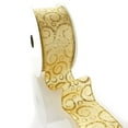 thumbnail image 2 of Ribbon Traditions Glitter Swirl Scrolls Wired Ribbon  2 1/2" by 25 Yards - Gold, 2 of 3