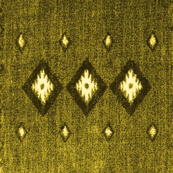 Ahgly Company Indoor Square Abstract Yellow Contemporary Area Rugs, 7' Square